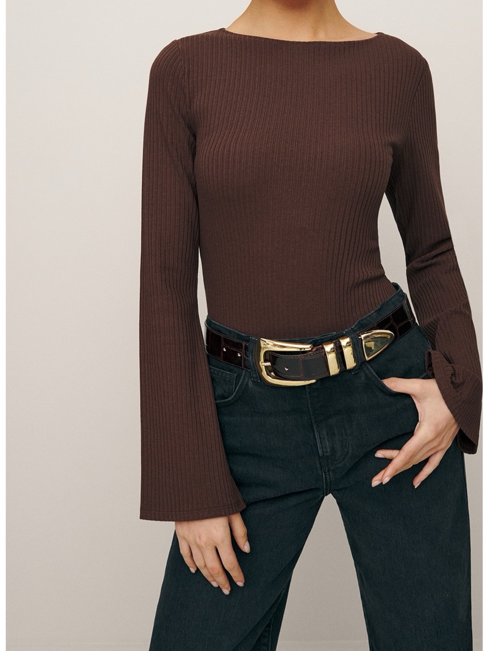 Reformation Miller Bell Sleeve Knit Top